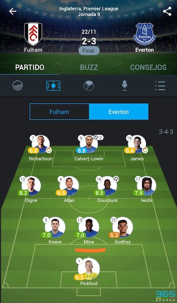 Calificaciones del Everton