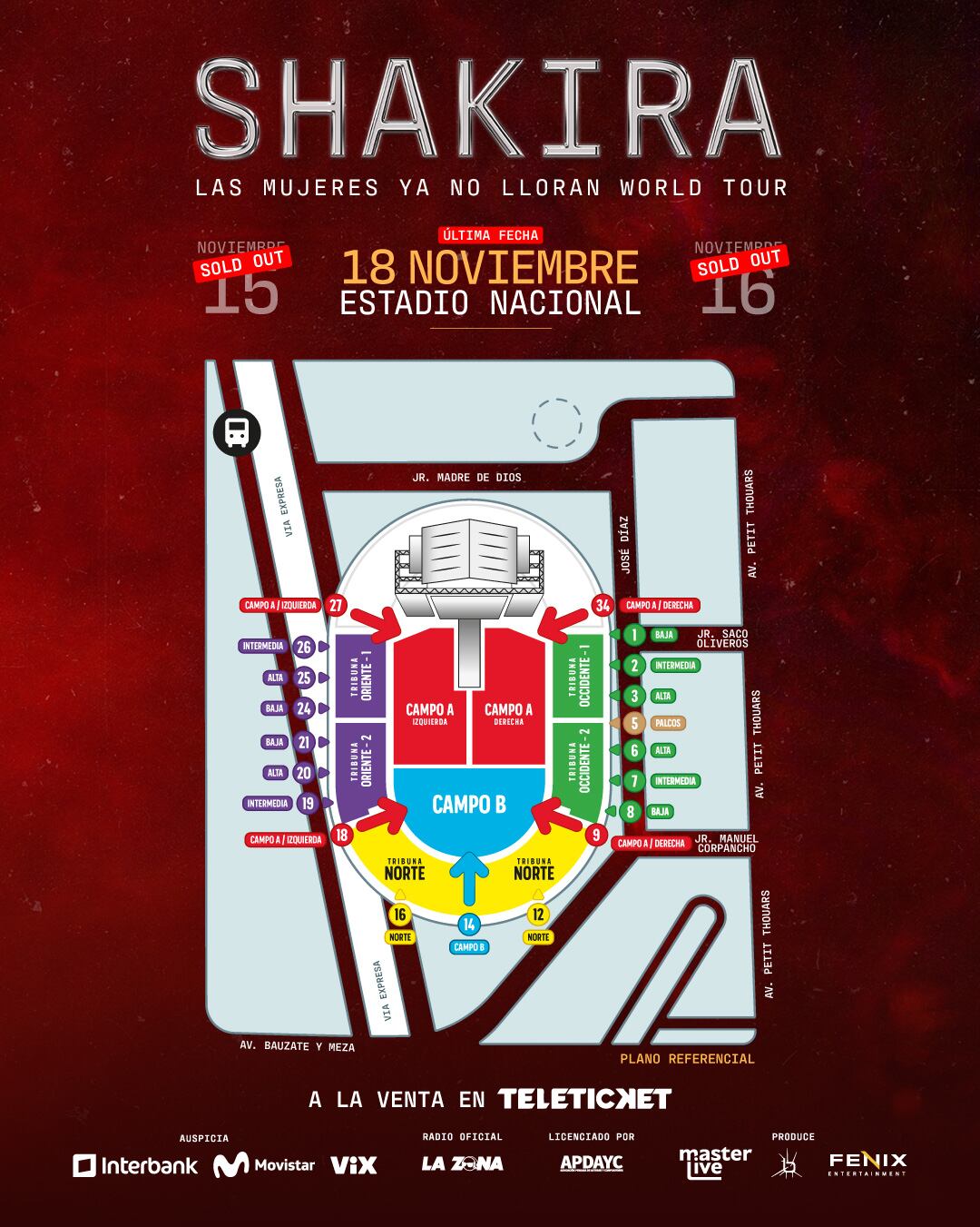 Puertas de acceso para el concierto de Shakira en Lima. TK.