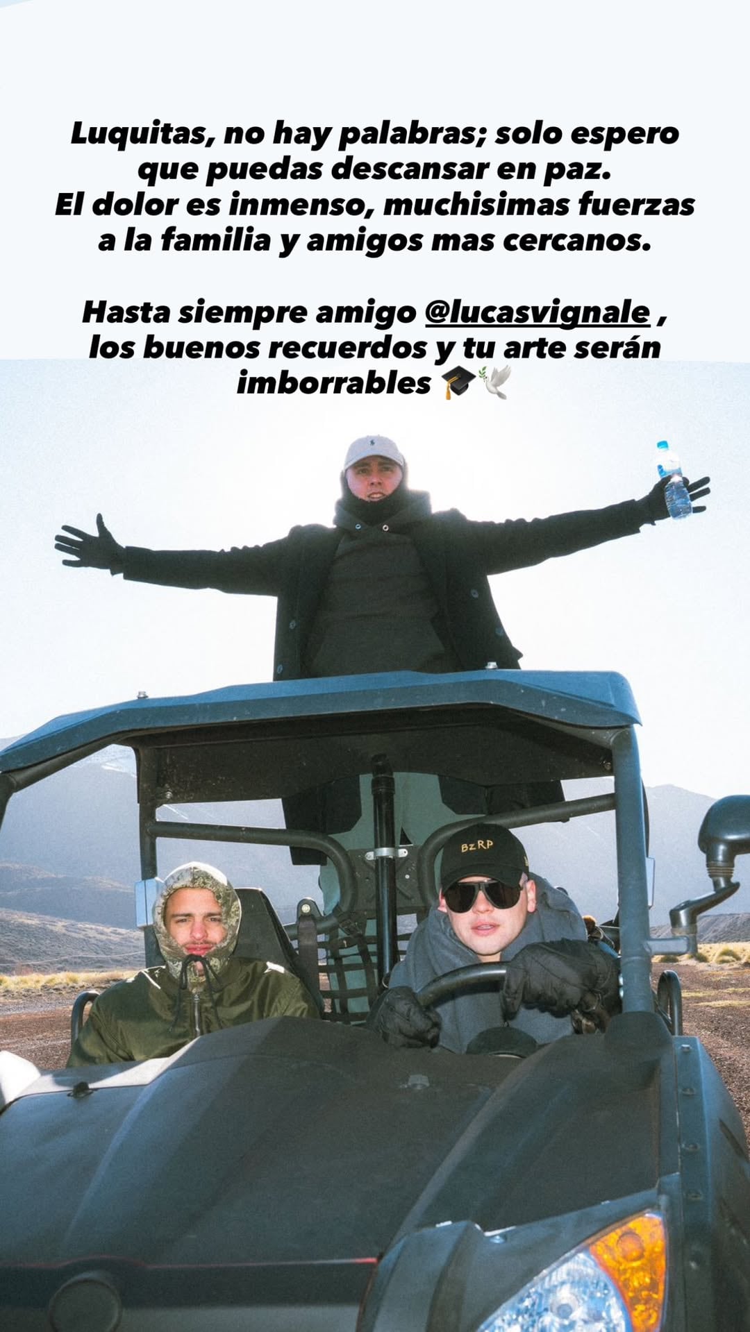 Bizarrap recordó a Lucas Vignale en Instagram con un mensaje de despedida que destacó su amistad y su arte