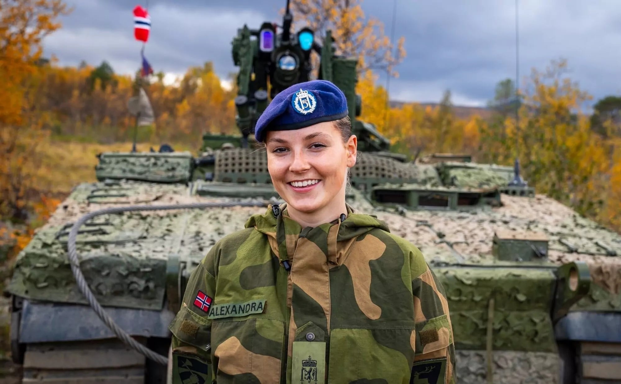 La princesa Ingrid Alexandra de Noruega, en la base militar de Skjold. (Casa real noruega)
