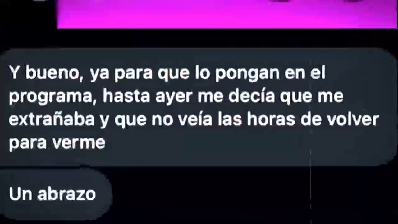 Un mensaje atribuido a María Pía Vallejos y difundido por televisión menciona conversaciones recientes con Gustavo Salcedo tras su viaje a Europa.