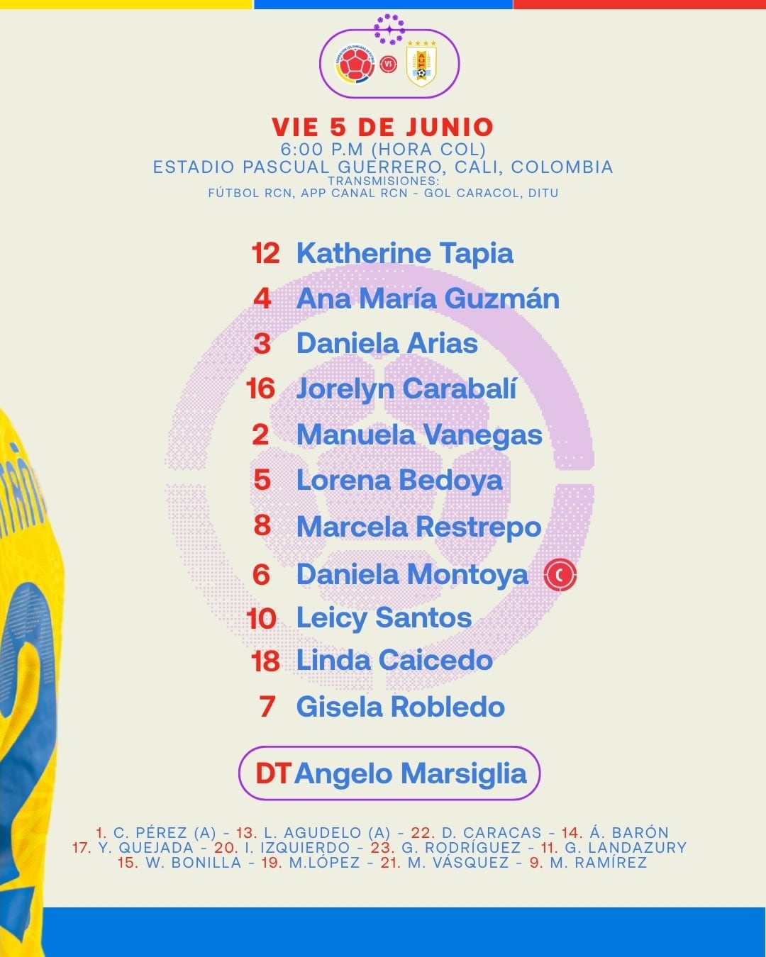 Titulares de Colombia ante Uruguay por la Liga de Naciones Femenina - crédito FCF