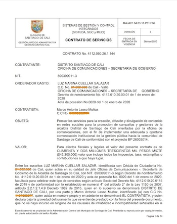 Contrato Marco Lasso con la