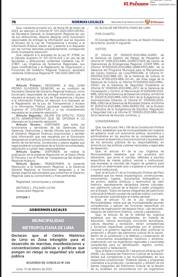 Ordenanza de la Municipalidad de