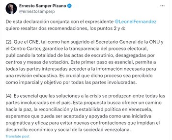 El expresidente fue veedor internacional