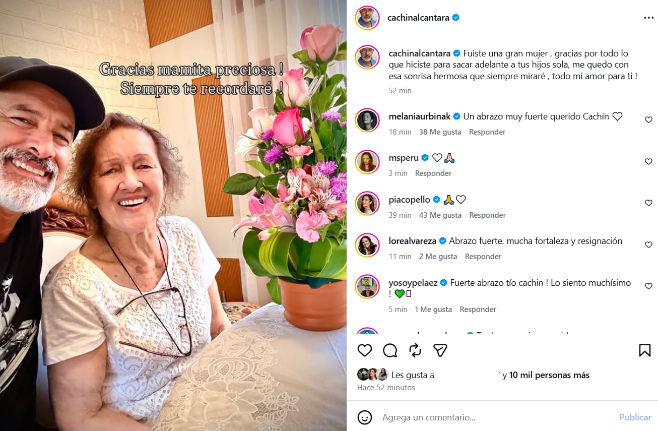 El actor peruano Carlos Alcántara comparte una imagen sonriente junto a su madre, Isabel Vilar