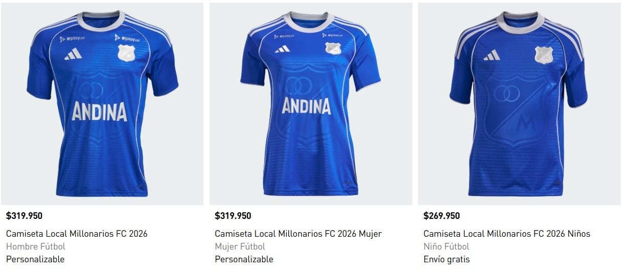Las camisetas de Millonarios para 2026 superarán los 300.000 pesos en las tiendas oficiales - crédito Adidas
