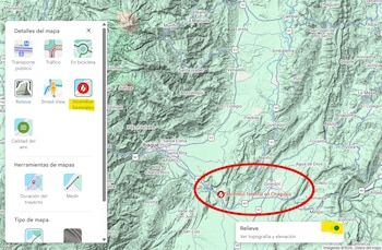 La función de incendios forestales en Google Maps permite localizar rápidamente los puntos activos reportados por las autoridades en Colombia - crédito captura de pantalla / Google Maps