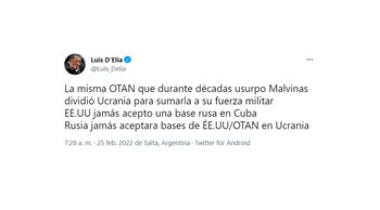 tuits de políticos sobre la invasión de Rusia a Ucrania