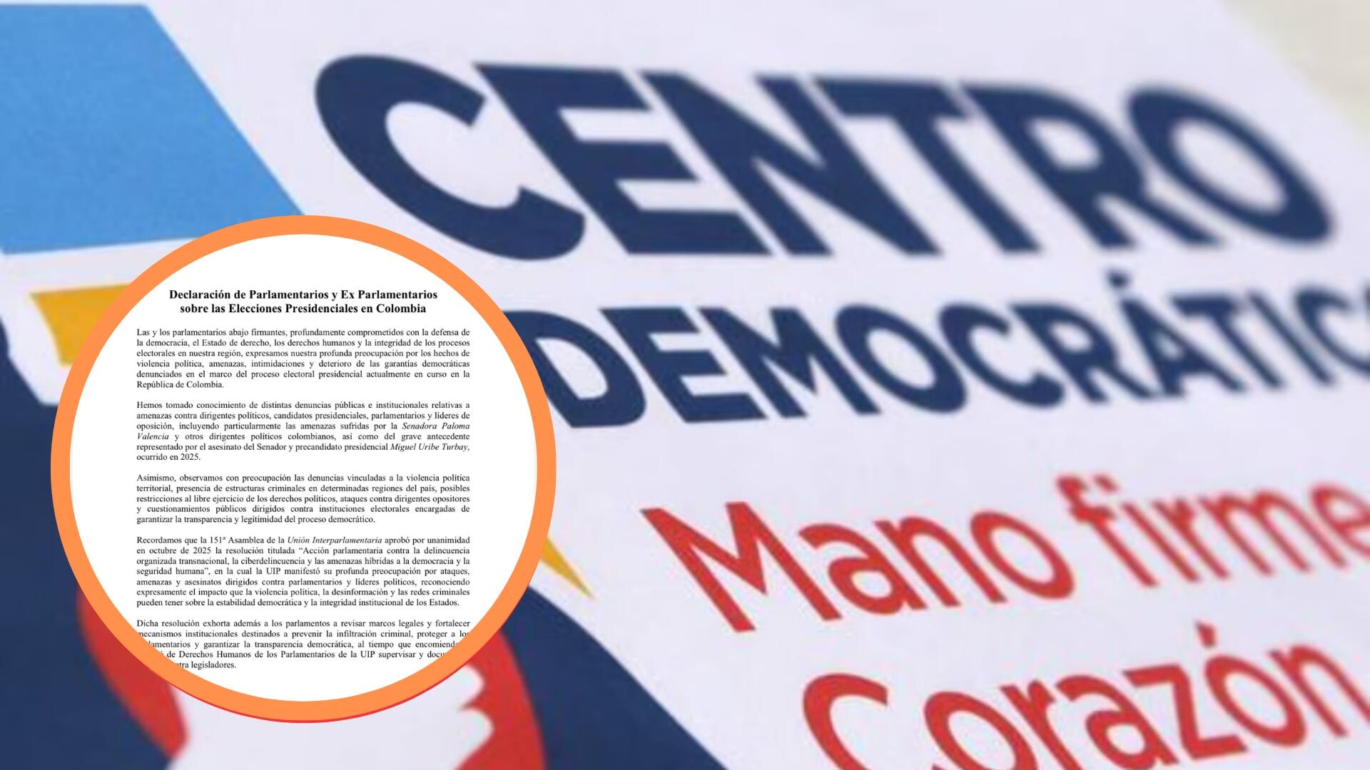 Representantes de distintos países alertaron sobre hechos de violencia y posibles restricciones en el proceso electoral, según un documento divulgado por la agrupación política - crédito Colprensa/@CeDemocratico/X