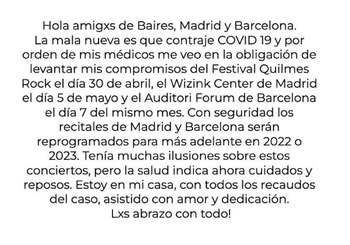 Comunicado de Fito Páez