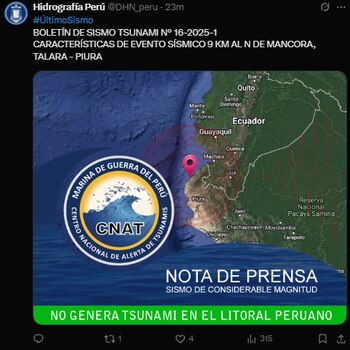 Marina de Guerra descarta tsunami