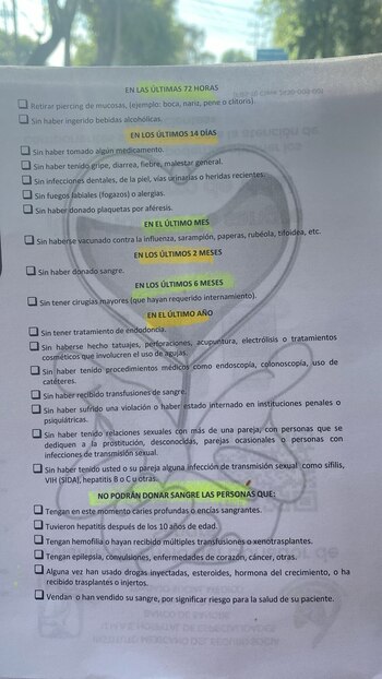 Otras consideraciones para donar sangre