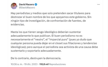 David Racero critica a la prensa por titulares que según él afectan la imagen de las personas cercanas al Gobierno - crédito @DavidRacero