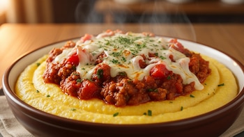 Receta de polenta con tuco y queso, rápida y fácil