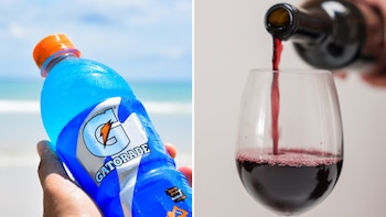 La mezcla de vino tinto