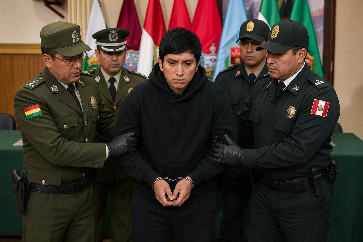 La Policía Boliviana entrega a la Policía Nacional del Perú al detenido Johnsson Cruz Torres, presunto líder de la organización criminal Los Pulpos. (Imagen Ilustrativa Infobae)