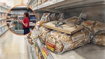Indignación en redes por supuesto hallazgo de una trampa para ratas sobre productos de panadería en una tienda de D1