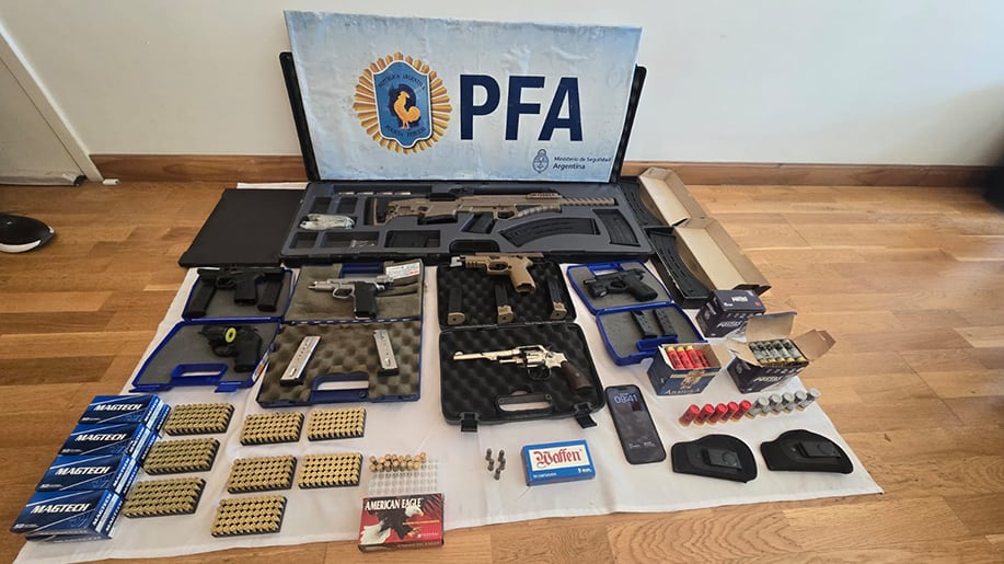 Parte de las armas secuestradas en los allanamientos ordenados en el marco de la investigación federal