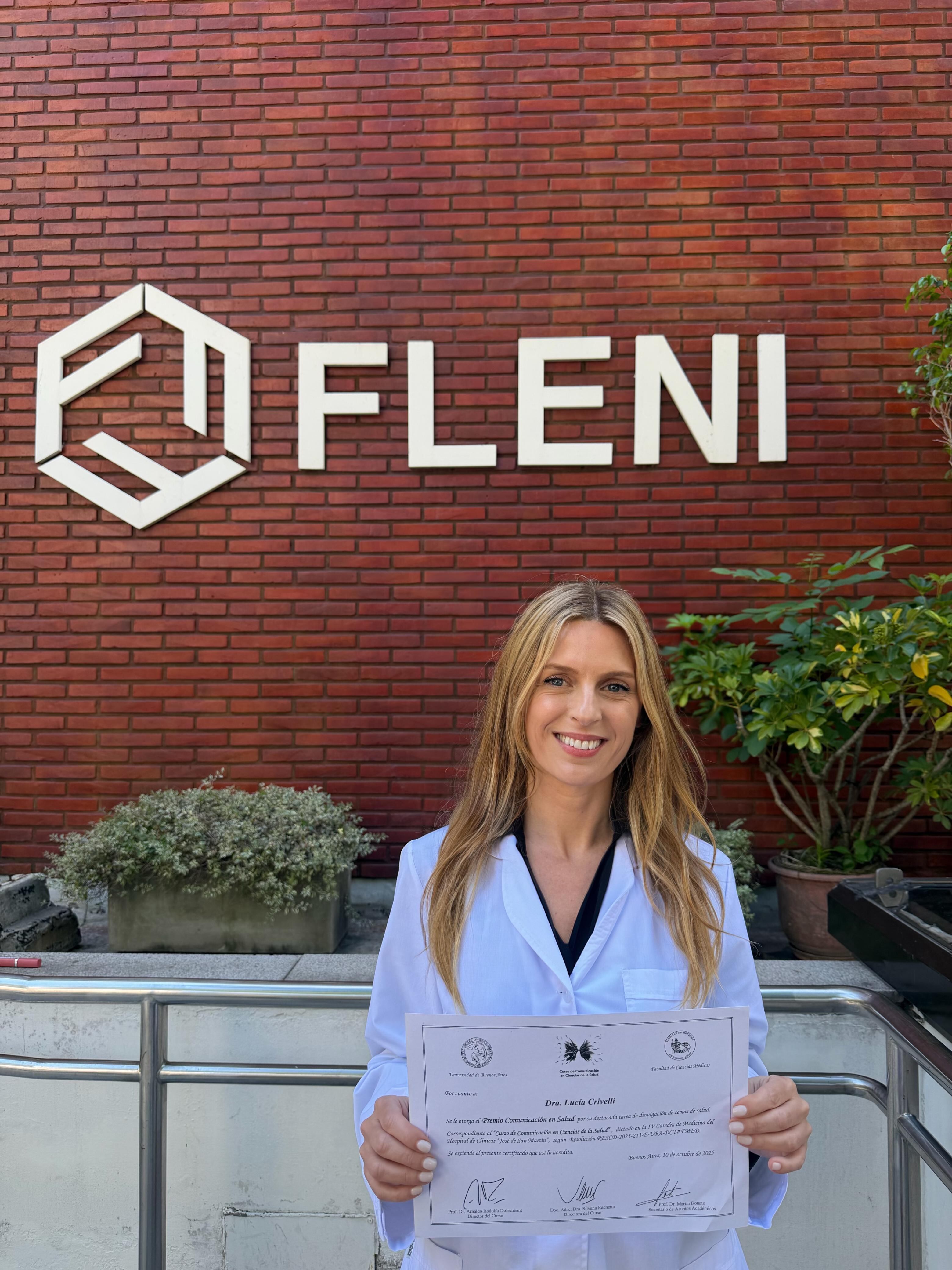 En el 16° Curso de Comunicación en Ciencias de la Salud de la Facultad de Medicina de la Universidad de Buenos Aires, la doctora Lucía Crivelli recibió el premio Comunicación en Salud