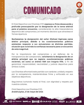 Los Chankas – Michael Espinoza – Alianza Lima - Liga 1 – Conar – Perú – deportes – 21 mayo