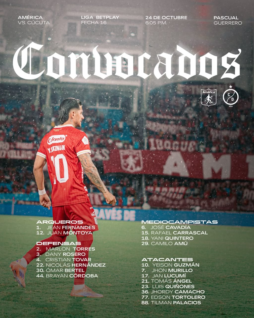 La lista de jugadores que tendrá David González para el juego-crédito América de Cali