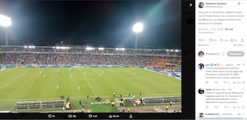 Momento en el que Jaguares tuvo 12 jugadores en el campo de juego vs. Millonarios FC - crédito @AlejoGamboaJ_/X