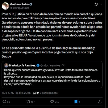 Petro criticó a la justicia