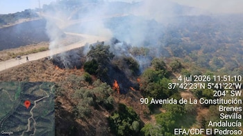 Declarado un incendio forestal en Villanueva del Río y Minas que moviliza a cuatro medios aéreos