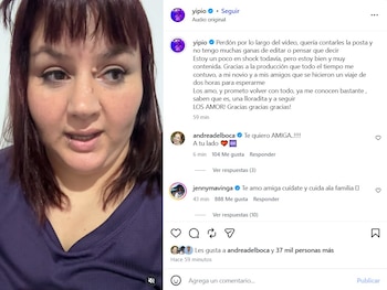 Mensajes de apoyo de figuras como Andrea del Boca y Jenny Mavinga mostraron el cariño que cosechó Yipio durante su paso por Gran Hermano