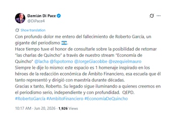 Dor pela morte de Roberto García