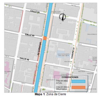 La calle 49 por avenida Caracas permanecerá cerrada totalmente durante un año por obras del Metro de Bogotá - crédito Secretaría de Movilidad