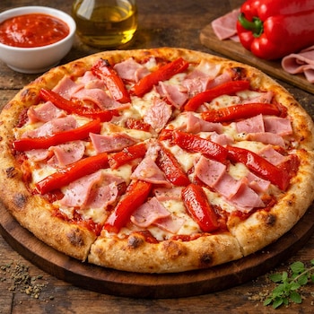 La pizza de jamón y