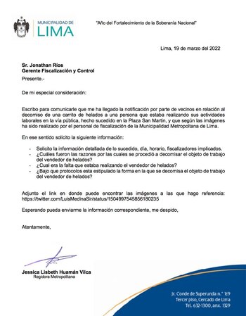 Municipalidad de Lima.