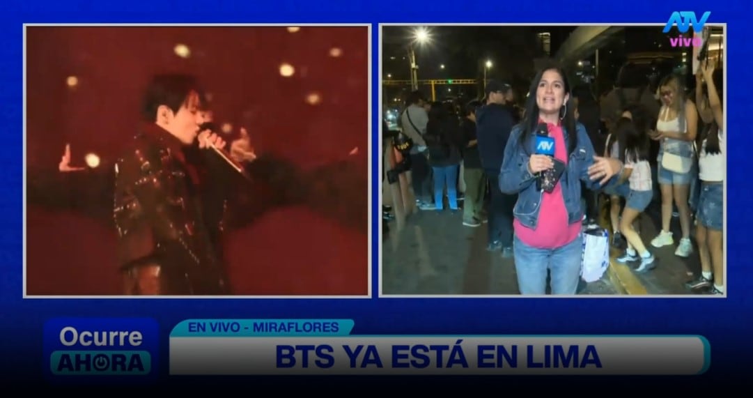 BTS en Lima: ARMY toma los alrededores del hotel y espera con emoción la salida del grupo. Captura: ATV Noticias.