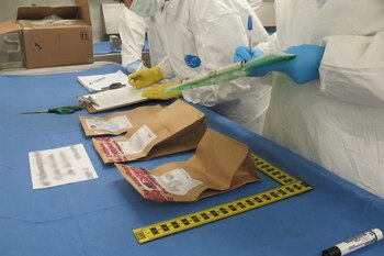 Forenses estudian restos del caso.