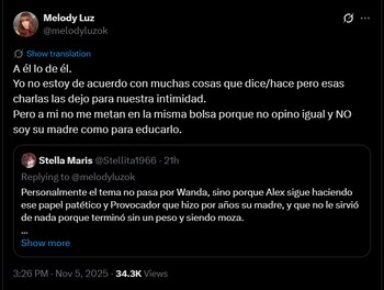 Melody se distanció del conflicto