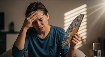 Una persona se abanica mientras