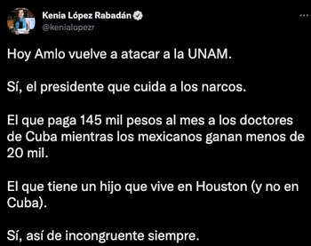Kenia López Rabadán UNAM AMLO
