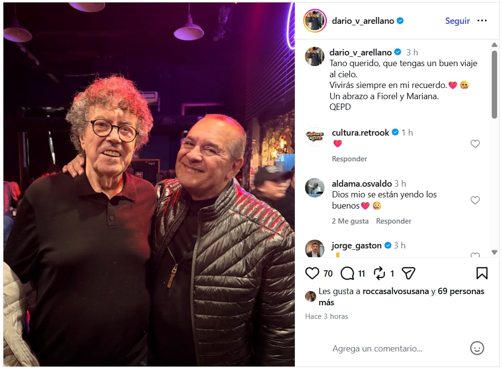 Diversas personalidades del espectáculo argentino e internacional expresaron sus condolencias a la familia del autor de Mi viejo