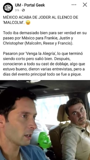 Los actores Frankie Muniz, hablando en primer plano, y Justin Berfield en el asiento trasero de un coche
