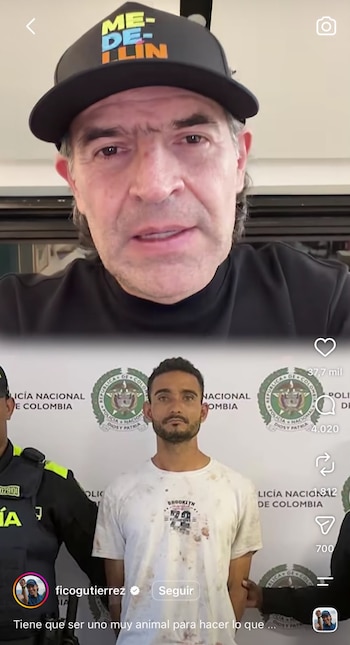 Fico Gutiérrez tras captura de hombre que maltrató a una perrita en Medellín - crédito ficogutierrez/Instagram