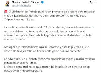 Norma Hurtado, senadora, dijo que