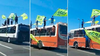 Militantes de UOCRA los techos