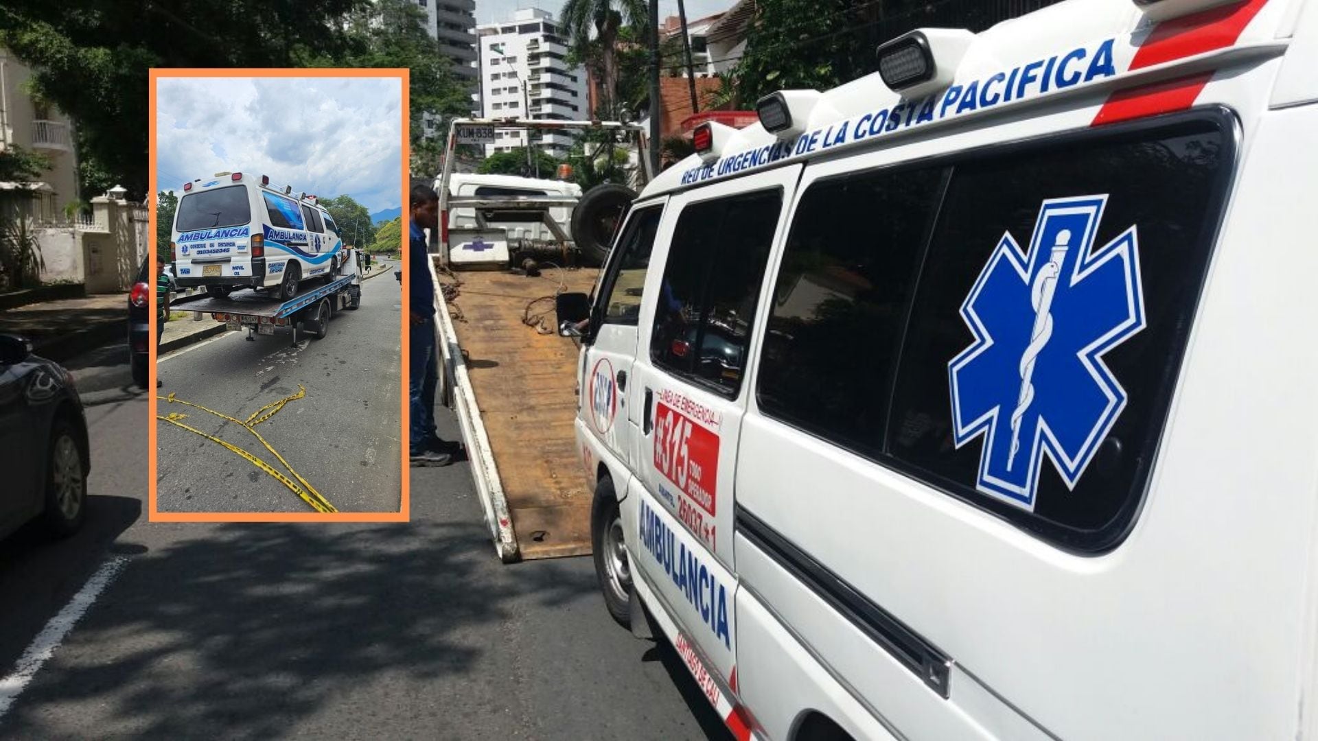 La ambulancia en Pance trasladaba a una familia con menores de edad cuando las autoridades realizaron el control de tránsito en Cali - crédito Secretaría de Movilidad
