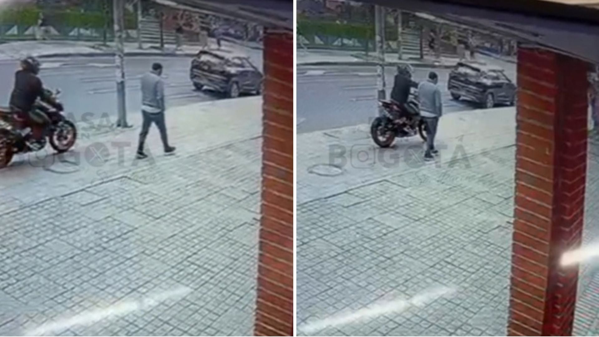 El conductor de la motocicleta escapó del lugar por un andén - crédito Captura de video