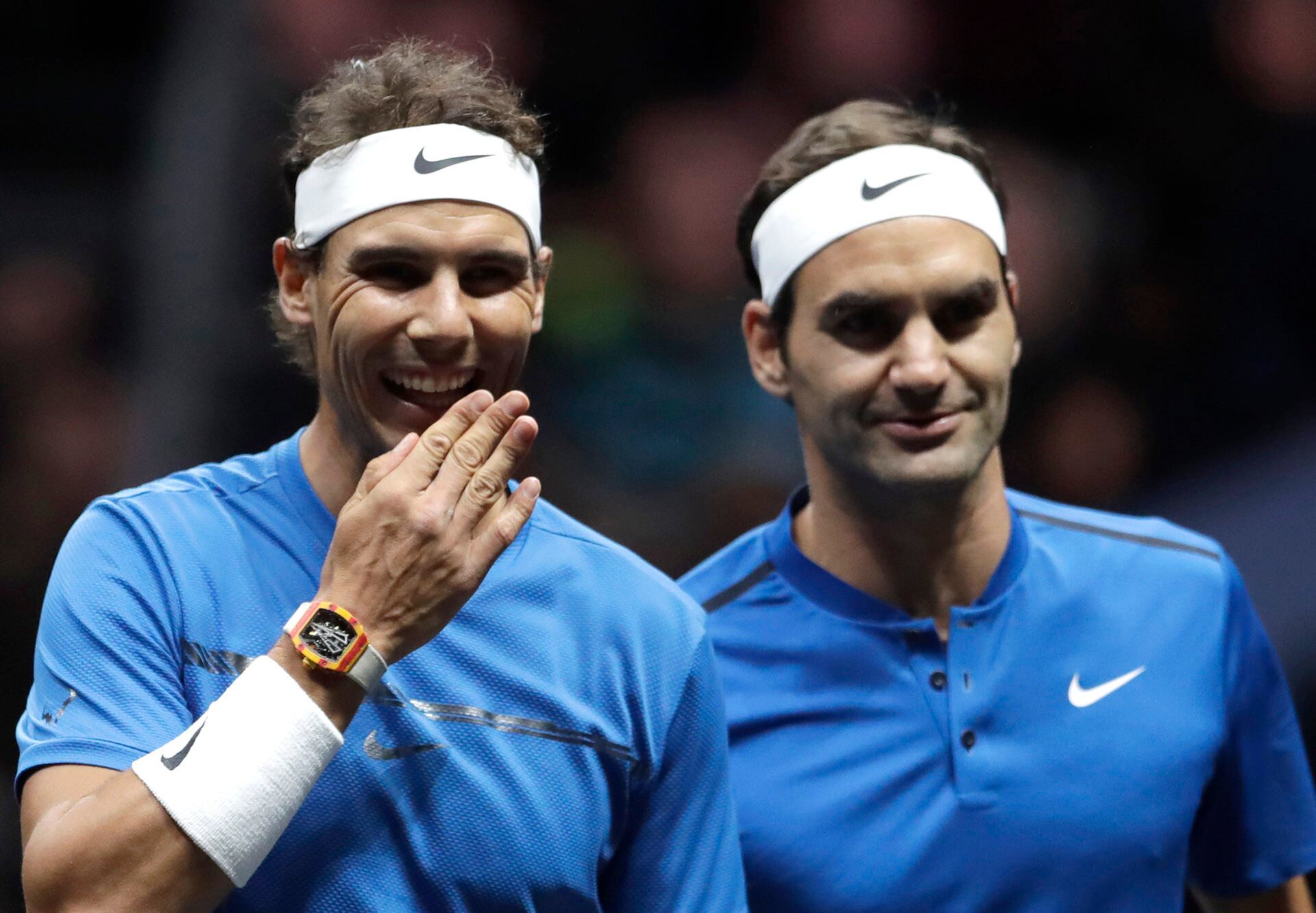 Rafael Nadal y Roger Federer jugaron en total 24 finales ATP (AP Photo/Petr David Josek)
