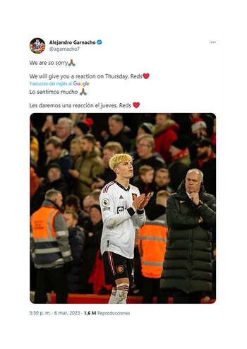 El posteo de Alejandro Garnacho