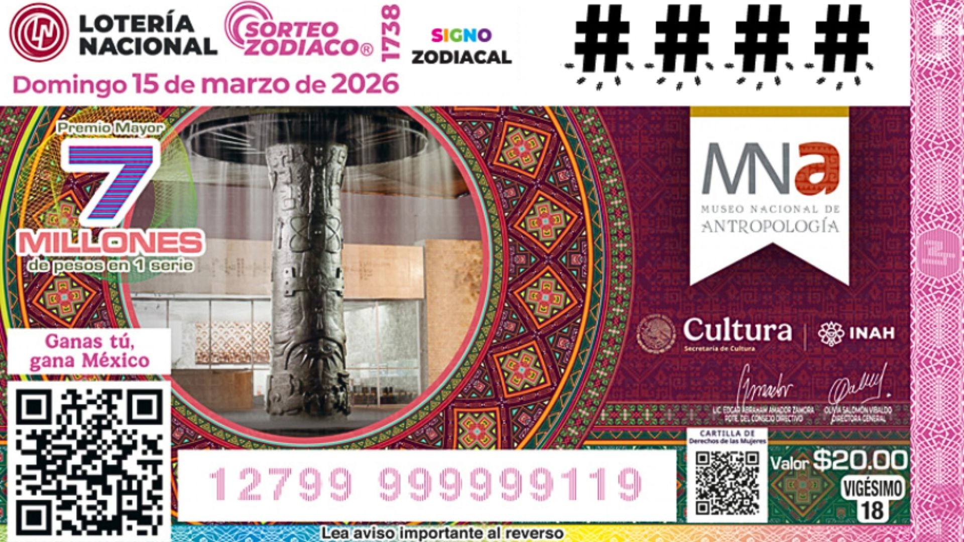 Los resultados más importantes del Sorteo Zodiaco 1738 del domingo 15 de marzo de 2026. (Lotería Nacional)