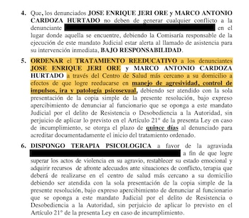 PJ ordenó terapia psicológica a